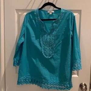 Coldwater Creek 3/4 sleeve blouse blue xl 16
